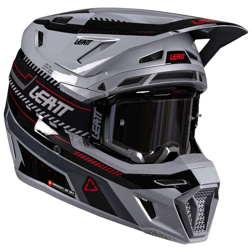 Leatt Moto 8.5 Helmet Kit Grey motocross motorcycle helmet, left front view