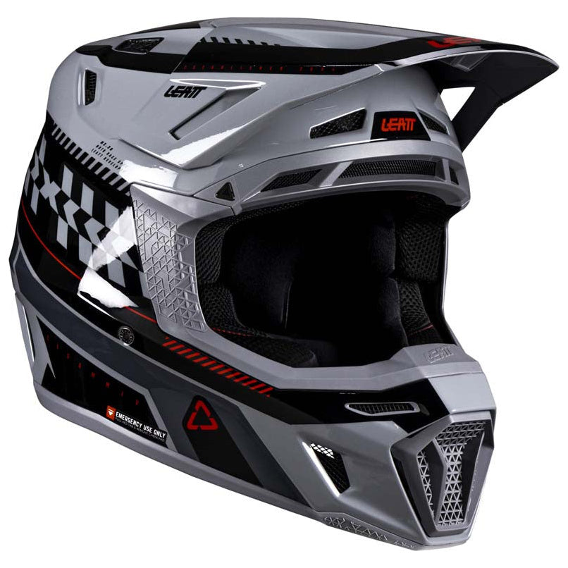 Leatt Moto 8.5 Helmet Kit Grey motocross motorcycle helmet, right front view