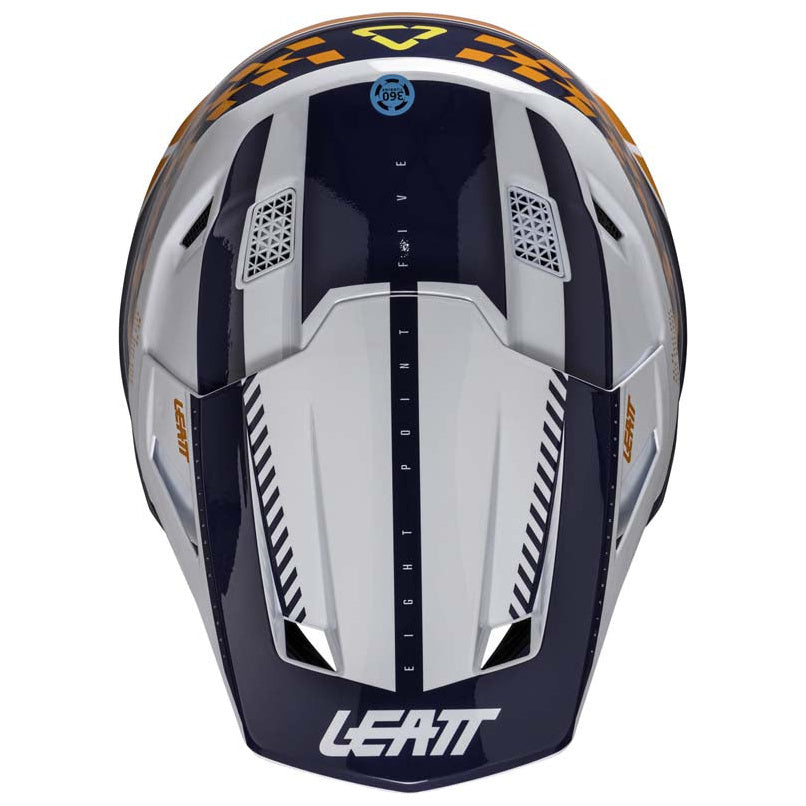 Leatt Moto 8.5 Helmet Kit Orange motocross motorcycle helmet, top view