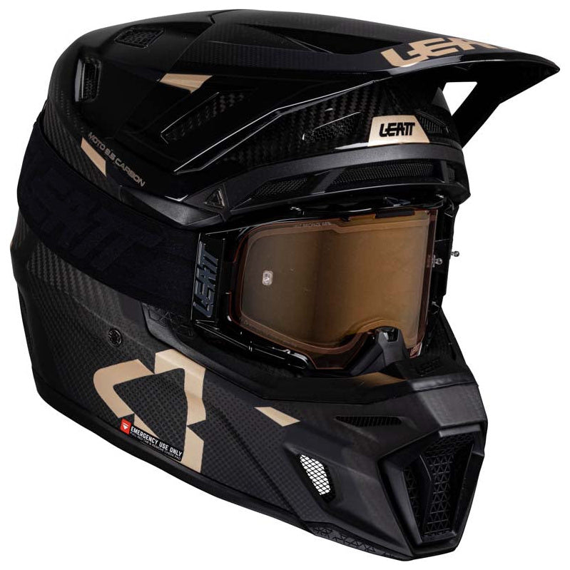 Leatt Moto 9.5 Helmet Kit Carbon / Black motocross motorcycle helmet, left front view