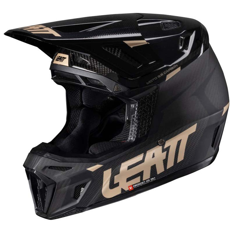 Leatt Moto 9.5 Helmet Kit Carbon / Black motocross motorcycle helmet, left-side view
