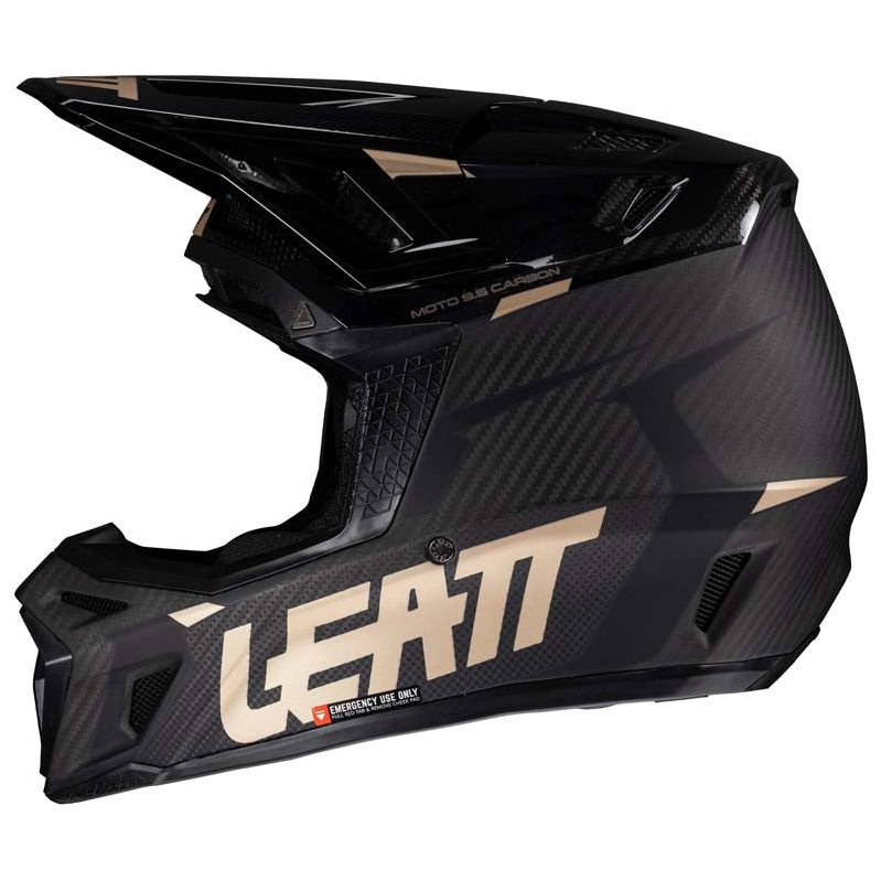 Leatt Moto 9.5 Helmet Kit Carbon / Black motocross motorcycle helmet, right-side view