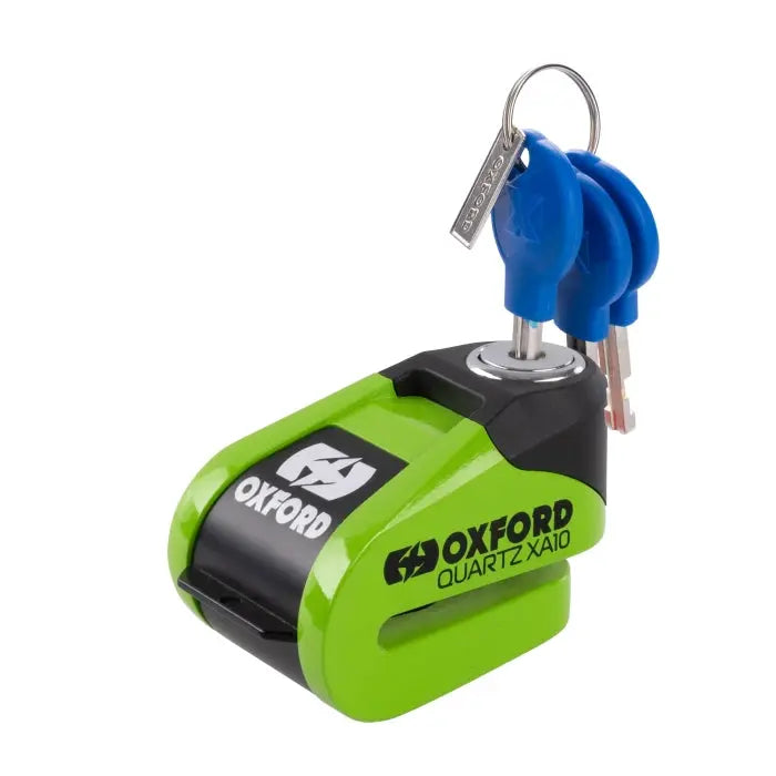 Oxford Quartz XA10 Alarm Disc Lock Green - 10mm FREE UK Delivery, FREE 365 Day Returns | Moto Central