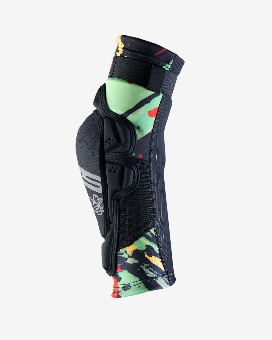 EVS Slayco Youth Knee Guards Explosion Red / Yellow / Green side view
