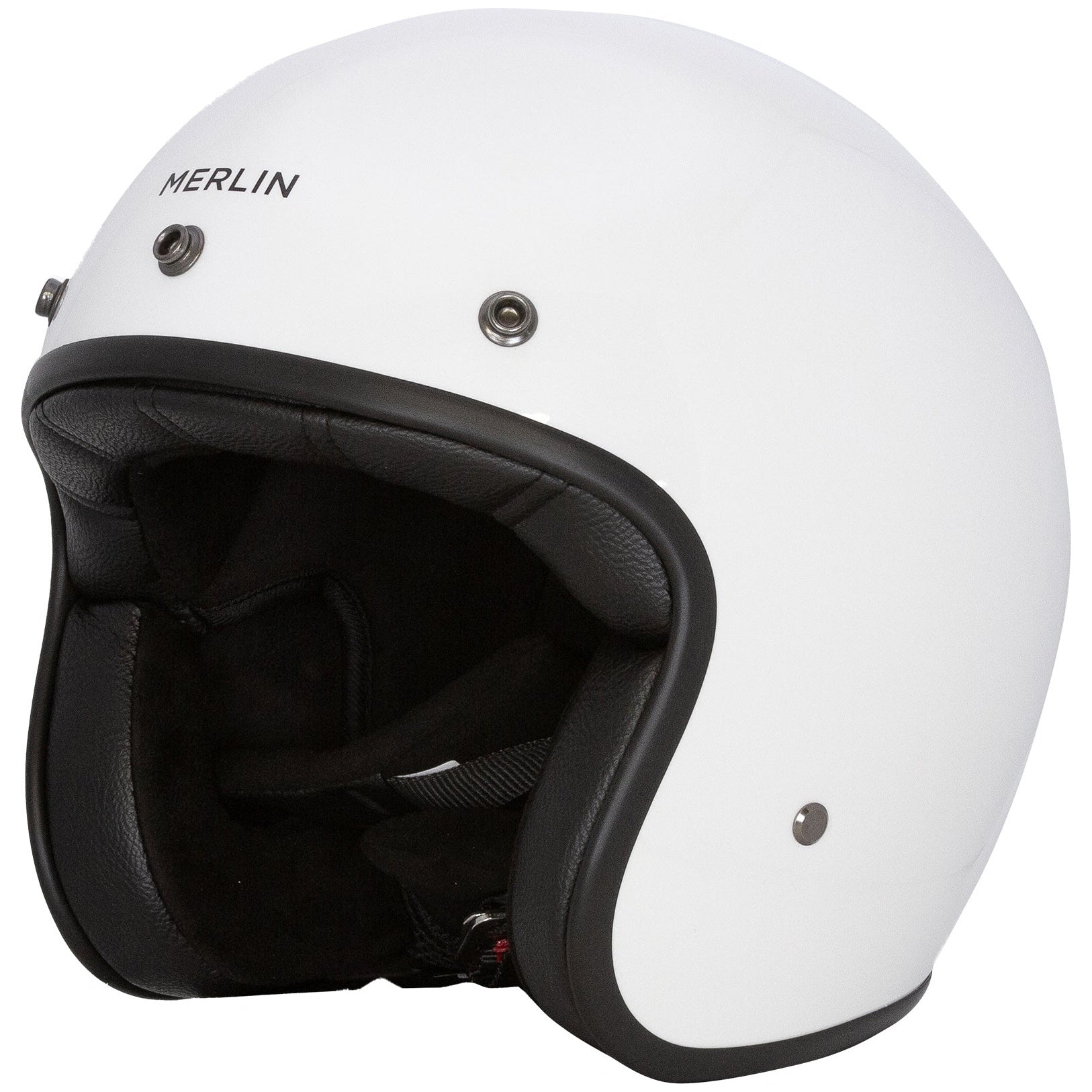 Merlin Blackbird Jet Gloss White open-face motorcycle helmet, left-side view