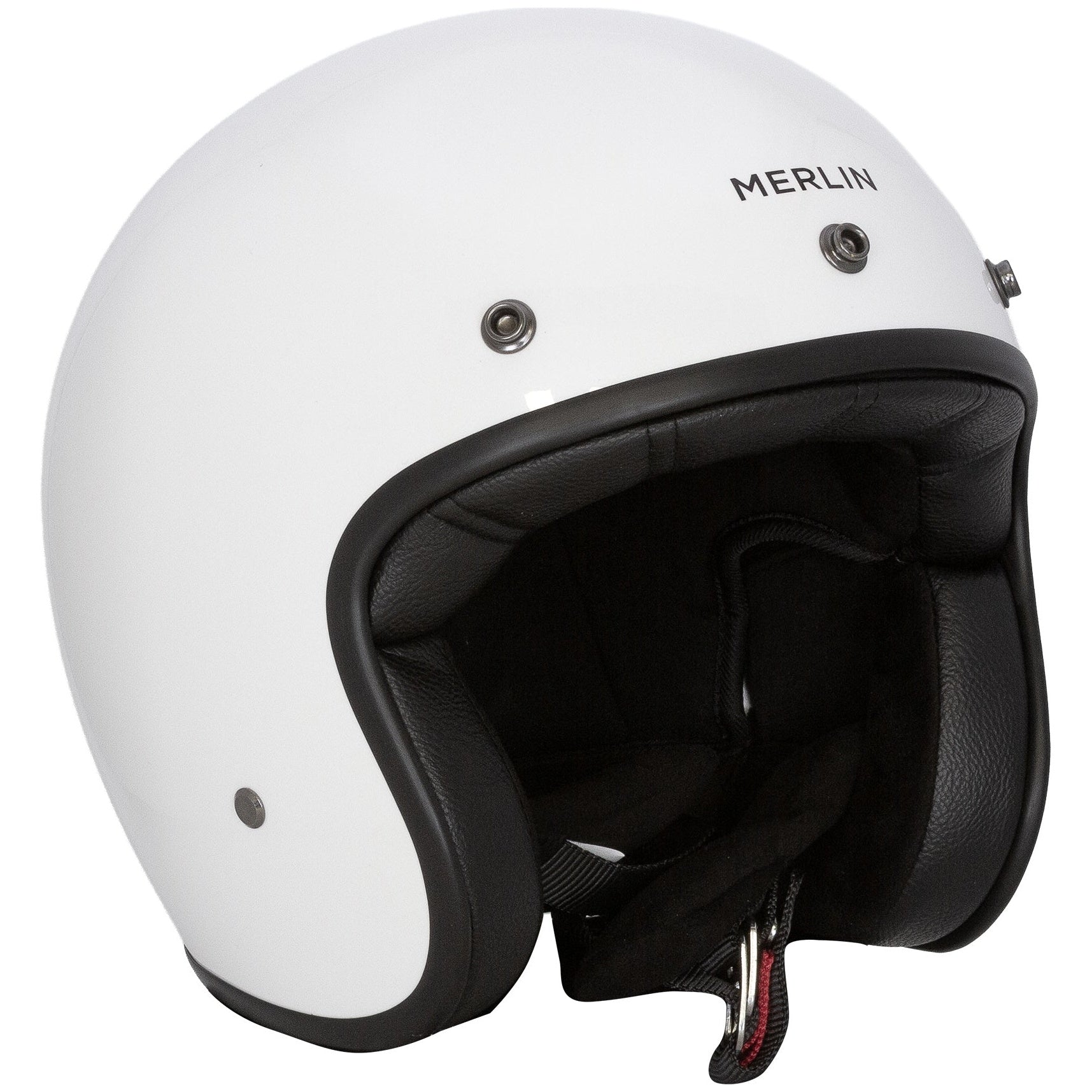 Merlin Blackbird Jet Gloss White open-face motorcycle helmet, right-side view