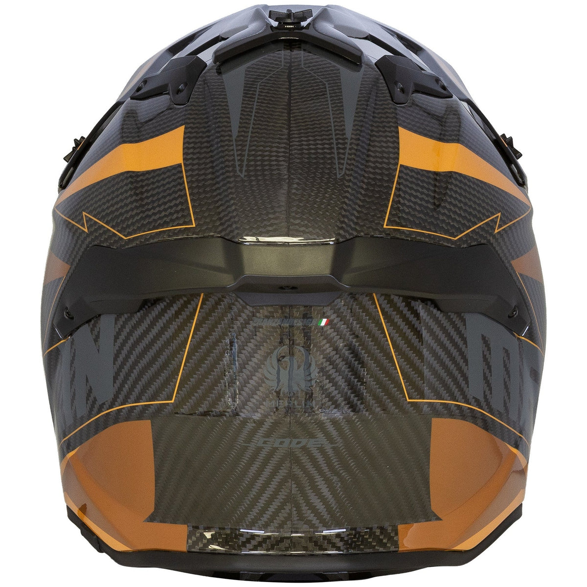 Merlin Recon Code Gloss Carbon motocross motorcycle helmet, rear view