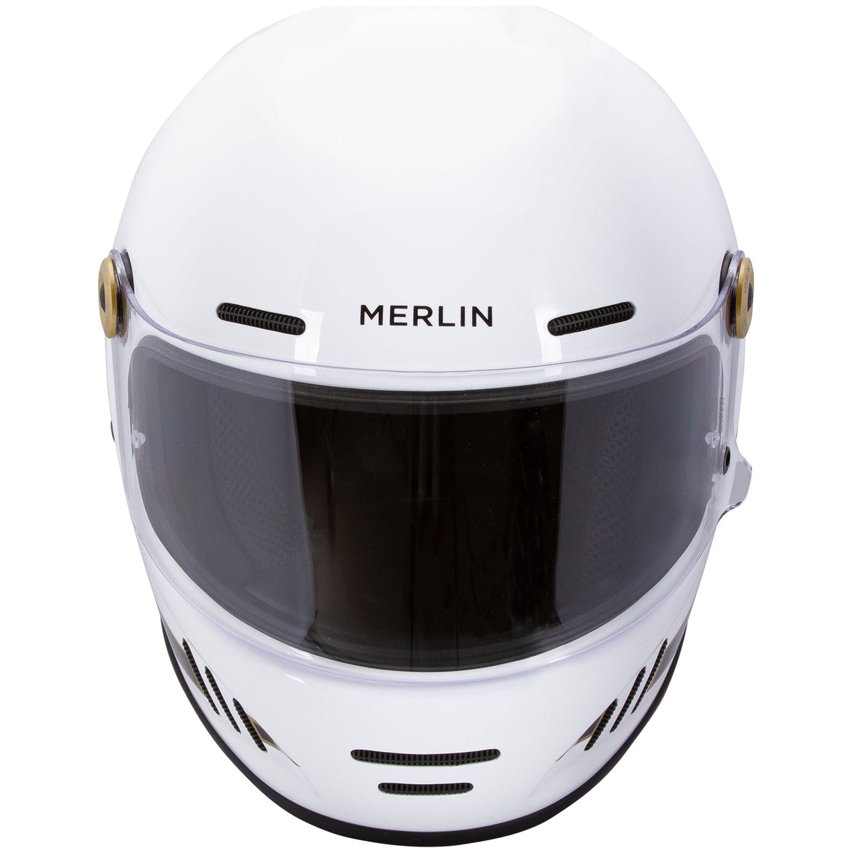 Merlin Revival Flash White full-face motorcycle helmet, front view