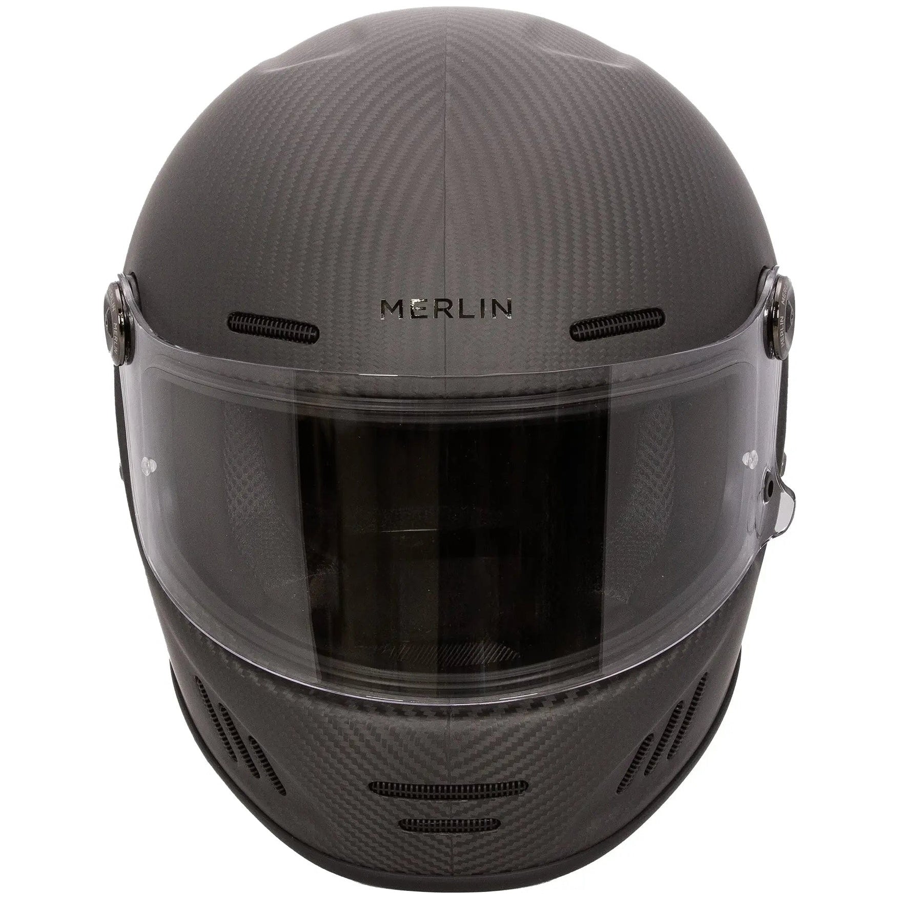 Merlin Revival Matt Carbon motorcycle helmet, front view