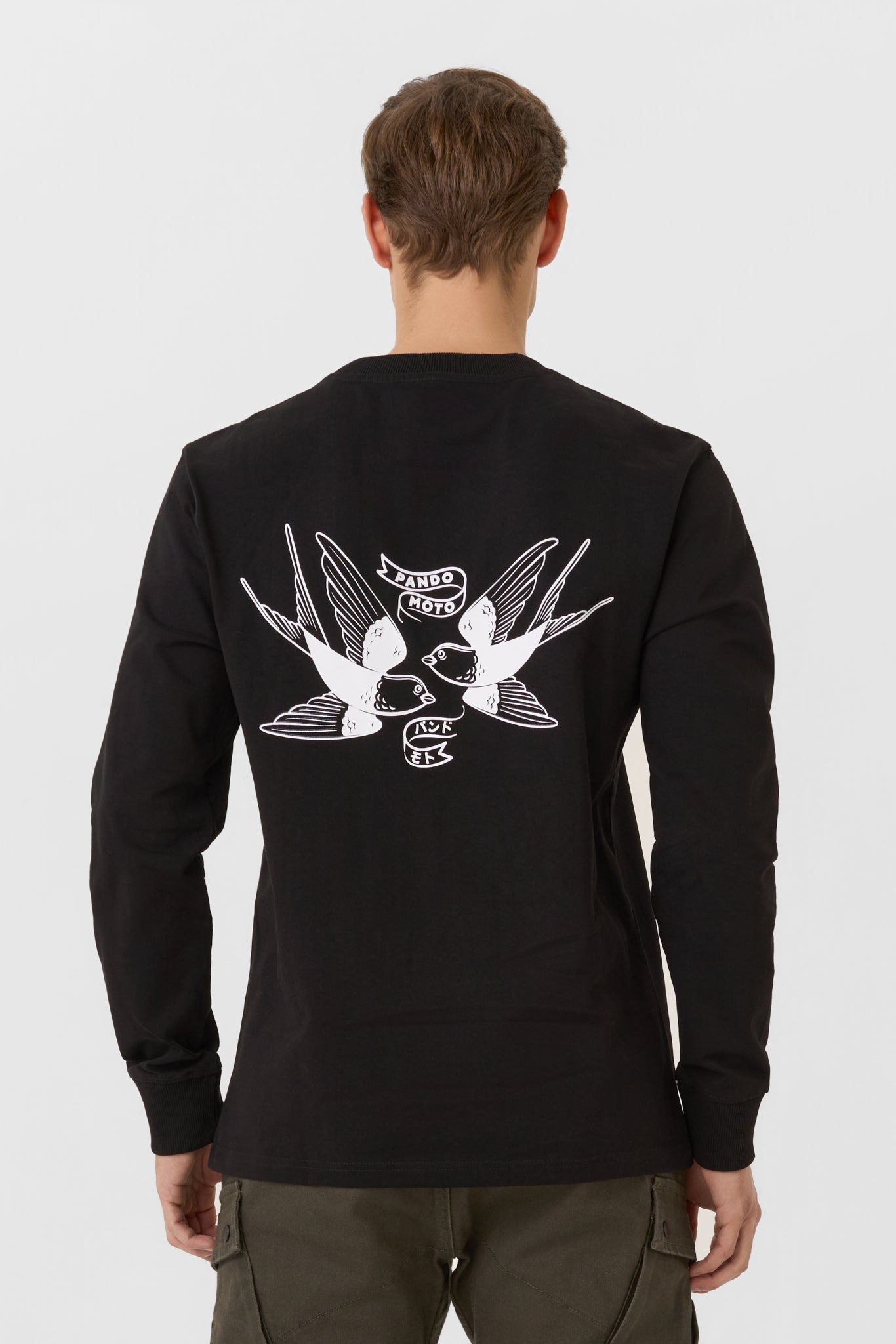 Pando Moto Tommy Tokyo long-sleeve shirt Black, rear worn view