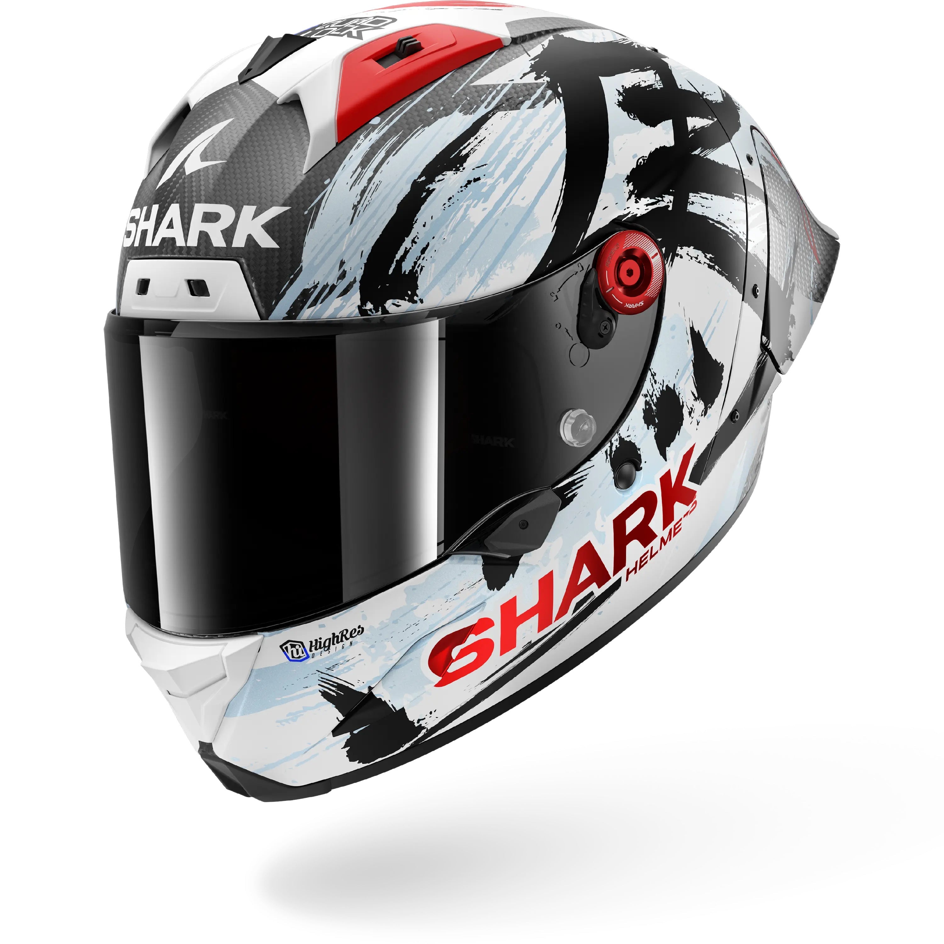 Shark Aeron-GP FIM 2 Zarco Suzuka Carbon / White / Blue - front three-quarter view