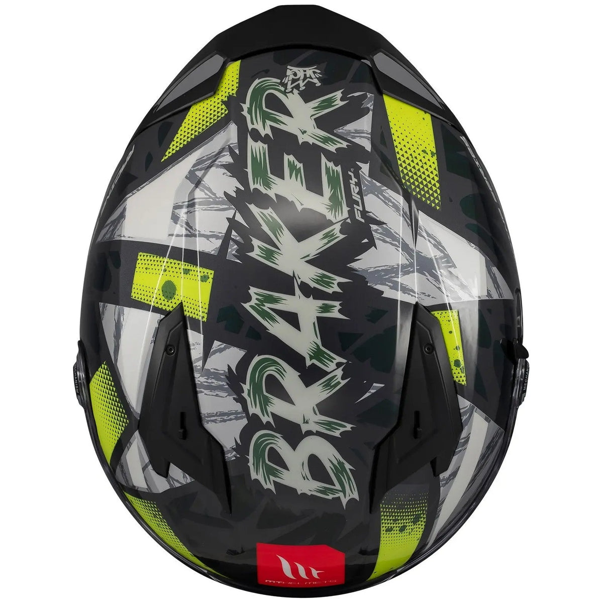 MT Helmets Braker SV Fury C6 Gloss Fluo Yellow full-face motorcycle helmet, front view