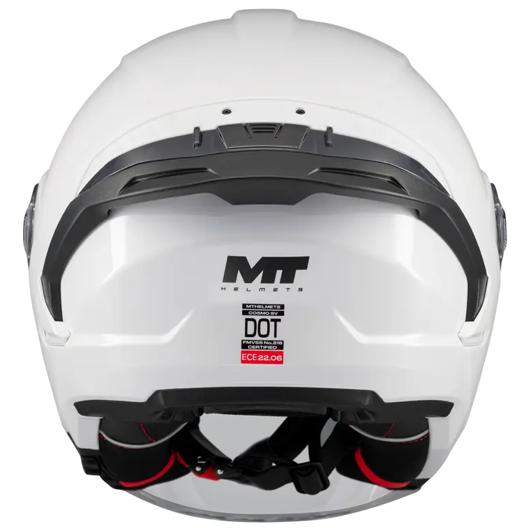 MT Helmets Cosmo SV Pure A0 Gloss White motorcycle helmet, rear view