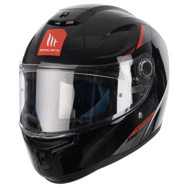 MT Helmets Hummer S Solid A1 Gloss Black With DD Ring full-face motorcycle helmet, front-left three-quarter view