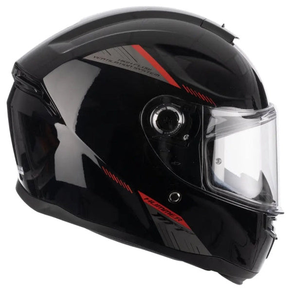 MT Helmets Hummer S Solid A1 Gloss Black With DD Ring full-face motorcycle helmet, right-side profile
