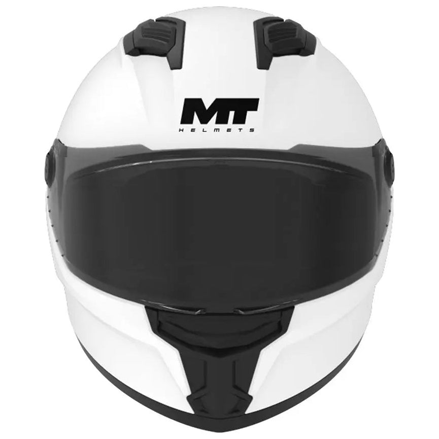 MT Helmets Stinger 2 Youth Pure A0 Gloss Pearl White motorcycle helmet, rear view