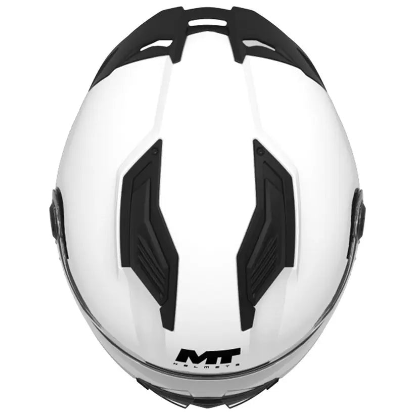 MT Helmets Stinger 2 Youth Pure A0 Gloss Pearl White motorcycle helmet, top view