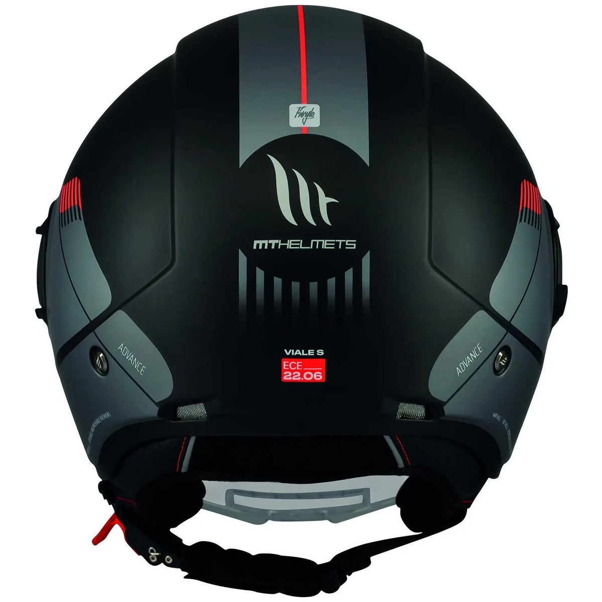 MT Helmets Viale SV Advance B41 Matt Black open-face motorcycle helmet, top view