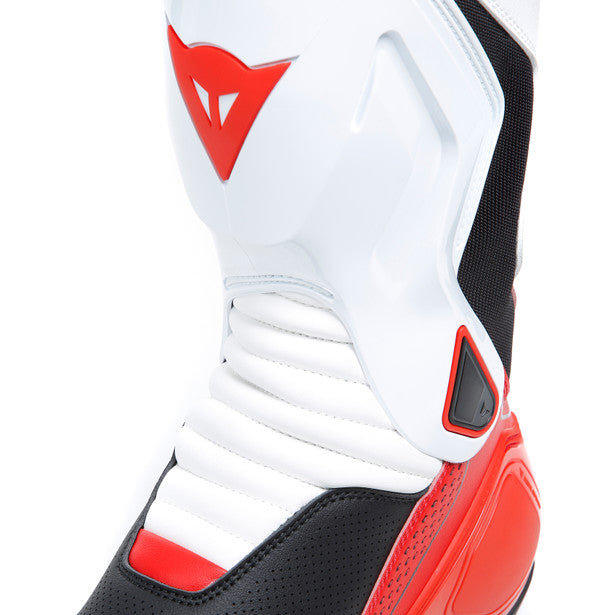 Dainese Nexus 2 Air Leather Boots Black / White / Lava Red, shin front detail