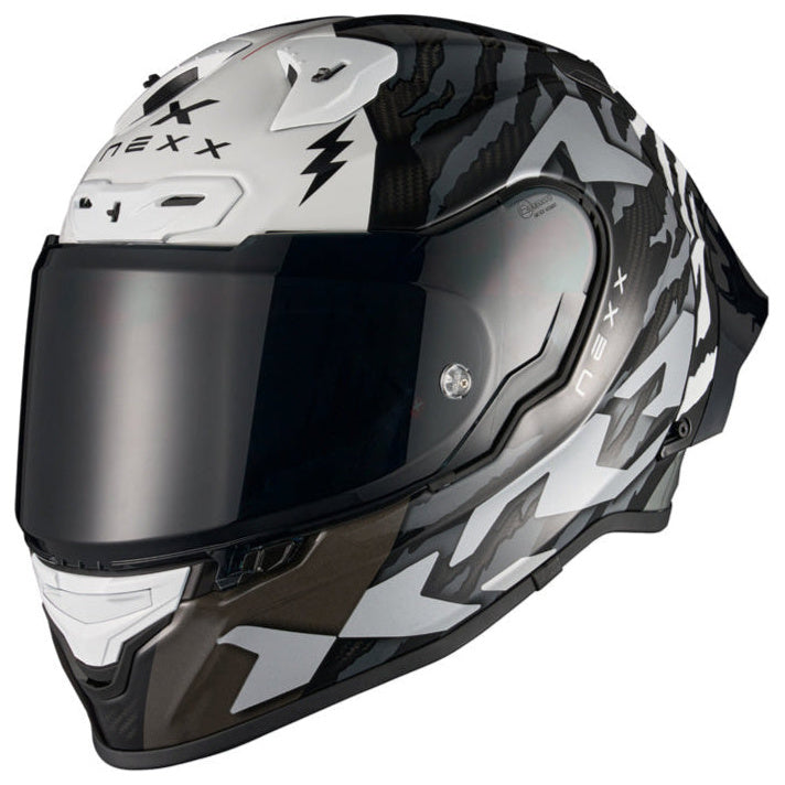 Nexx X.R3R Ziger Black / Grey motorcycle helmet, front three-quarter view