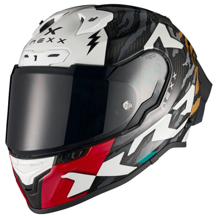 Nexx X.R3R Ziger Grey / Gold motorcycle helmet, front three-quarter view