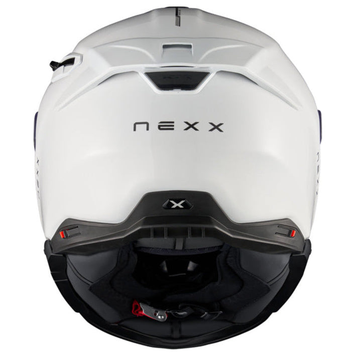 Nexx X.TR Plain White motorcycle helmet, rear view