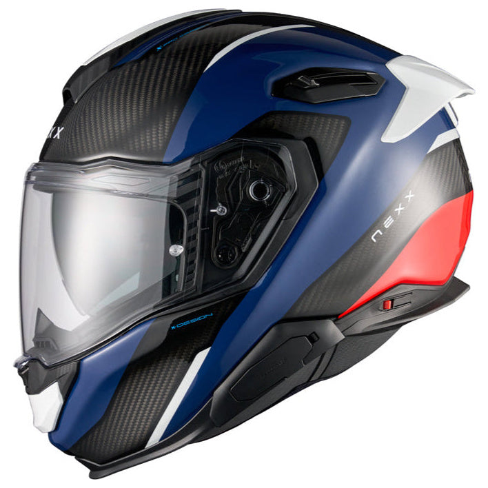 Nexx X.TR Rush Blue / Red motorcycle helmet, side profile