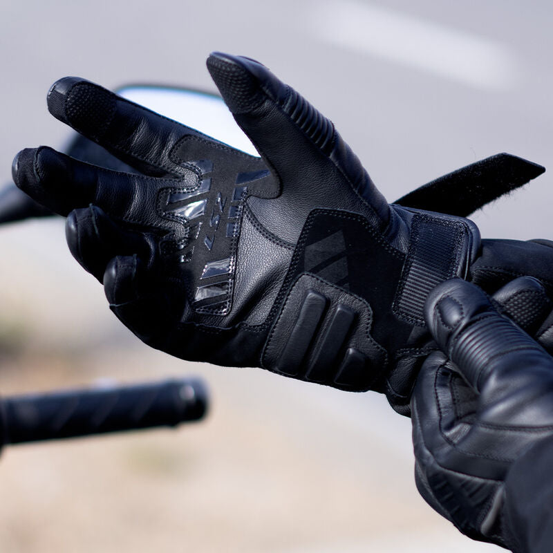 LS2 Octane Waterproof Leather Gloves Black