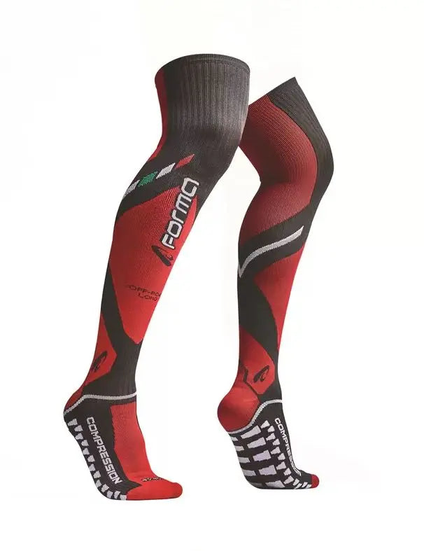 Forma Off-Road Long Compression Socks Red / Black FREE UK Delivery, FREE 365 Day Returns | Moto Central