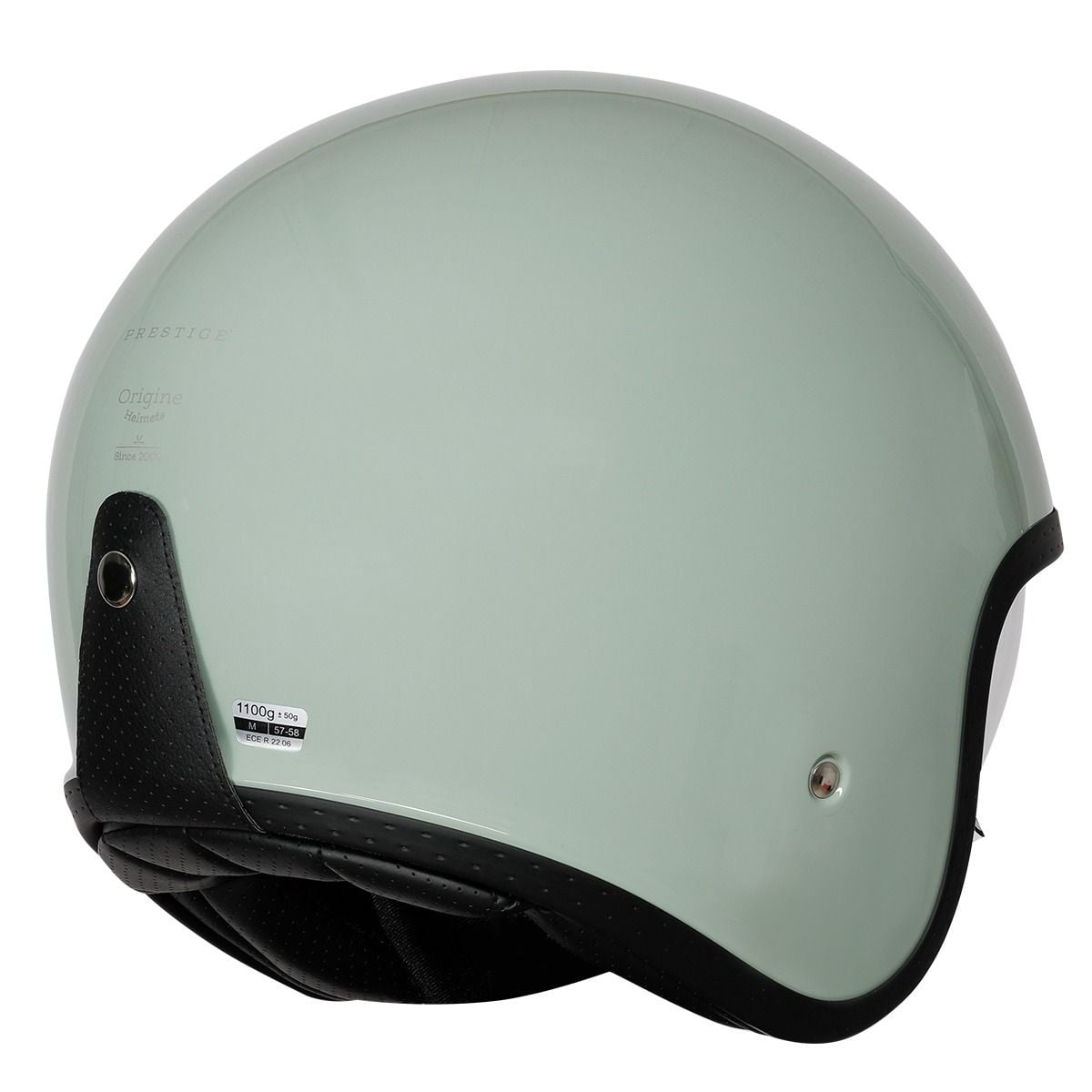 Origine Spirit 22.06 Gloss Prestige Sage open-face motorcycle helmet, rear view