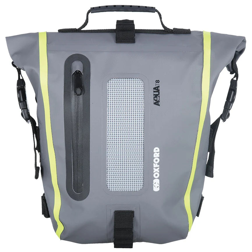 Oxford Aqua T8 Tail Bag Black / Grey / Fluo Yellow - 8 Litres front view
