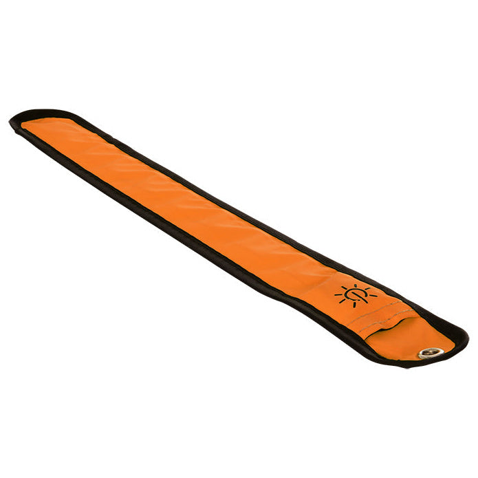 Oxford Bright Halo Arm Wrap Band Orange, orange reflective band laid flat