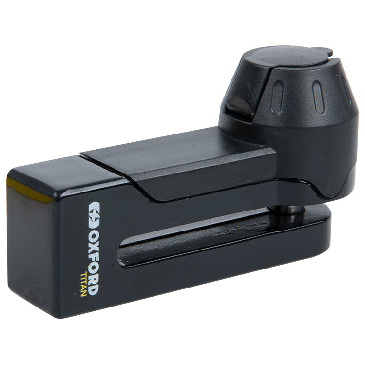 Oxford Titan Disc Lock Black With 10mm Pin Including Pouch – front three-quarter view
