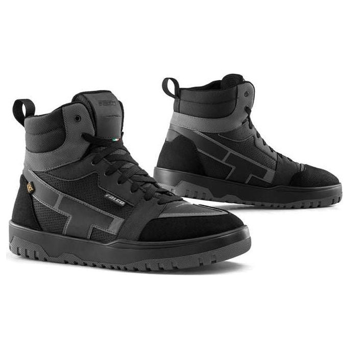 Falco Dagger Leather / Textile Boots Black / Grey – front and side views
