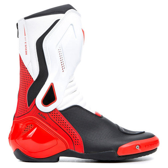 Dainese Nexus 2 Air Leather Boots Black / White / Lava Red, single boot three-quarter view