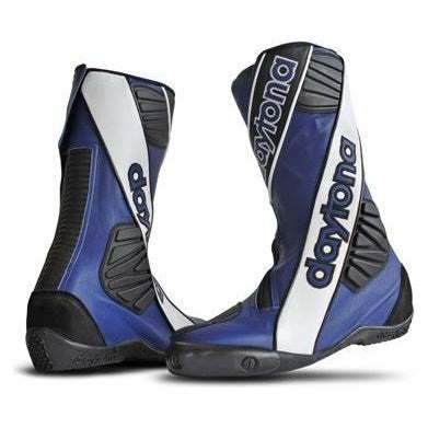 Daytona Security Evo 3 Outer Leather Boots Blue / White / Black, pair three-quarter view