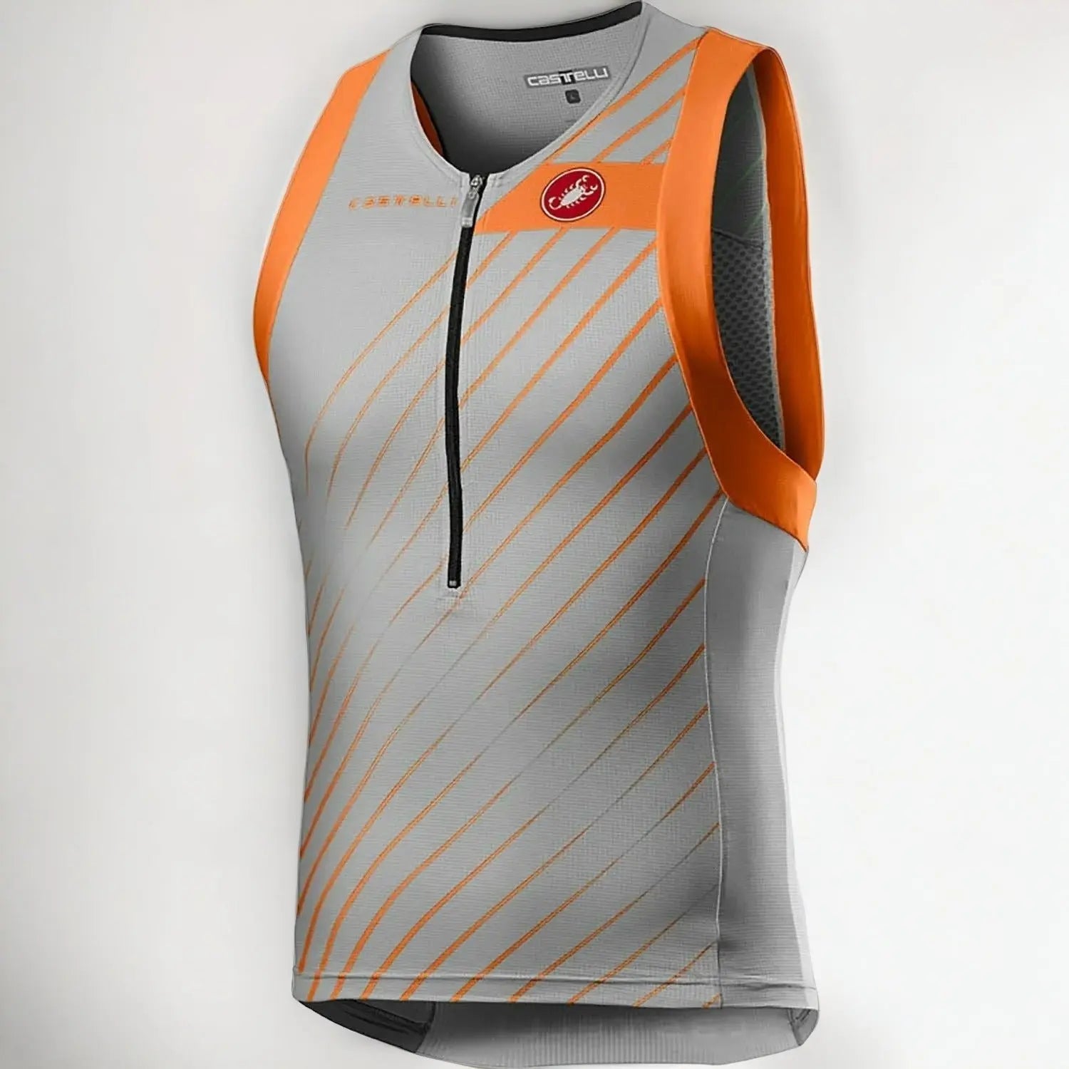 Castelli Free Tri Top Silver Grey / Brilliant Orange - FREE UK Shipping, FREE 365 Day Returns | Moto Central