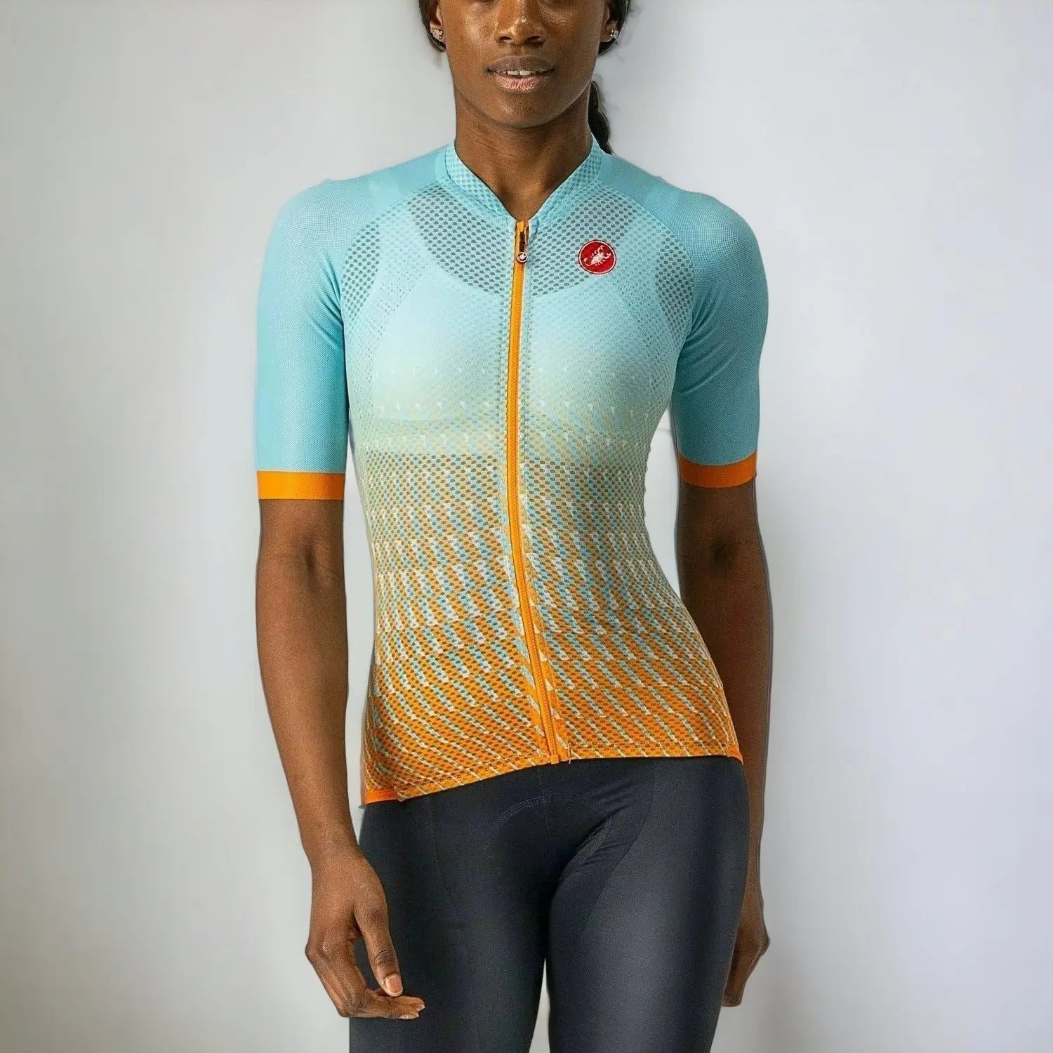 Castelli Climber's 2.0 Ladies Jersey Sky Light / Light Acqua / Pop Orange - FREE UK Shipping, FREE 365 Day Returns | Moto Central