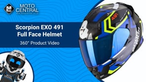 Scorpion EXO 491 Spin Full Face Helmet Black / Blue / Yellow - FREE UK Shipping, FREE 365 Day Returns | Moto Central