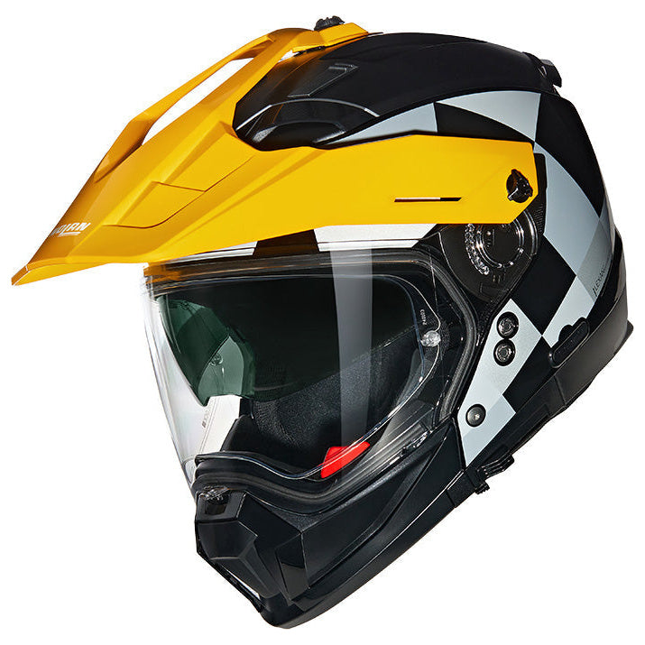 Nolan N70-2 X 06 Ruvido Adventure Yellow / Black adventure motorcycle helmet, three-quarter side view