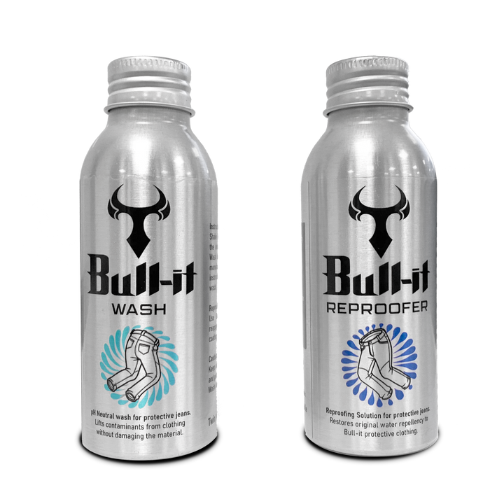 Bull-it Wash and Reproofer Kit – two-bottle motorcycle jean care set