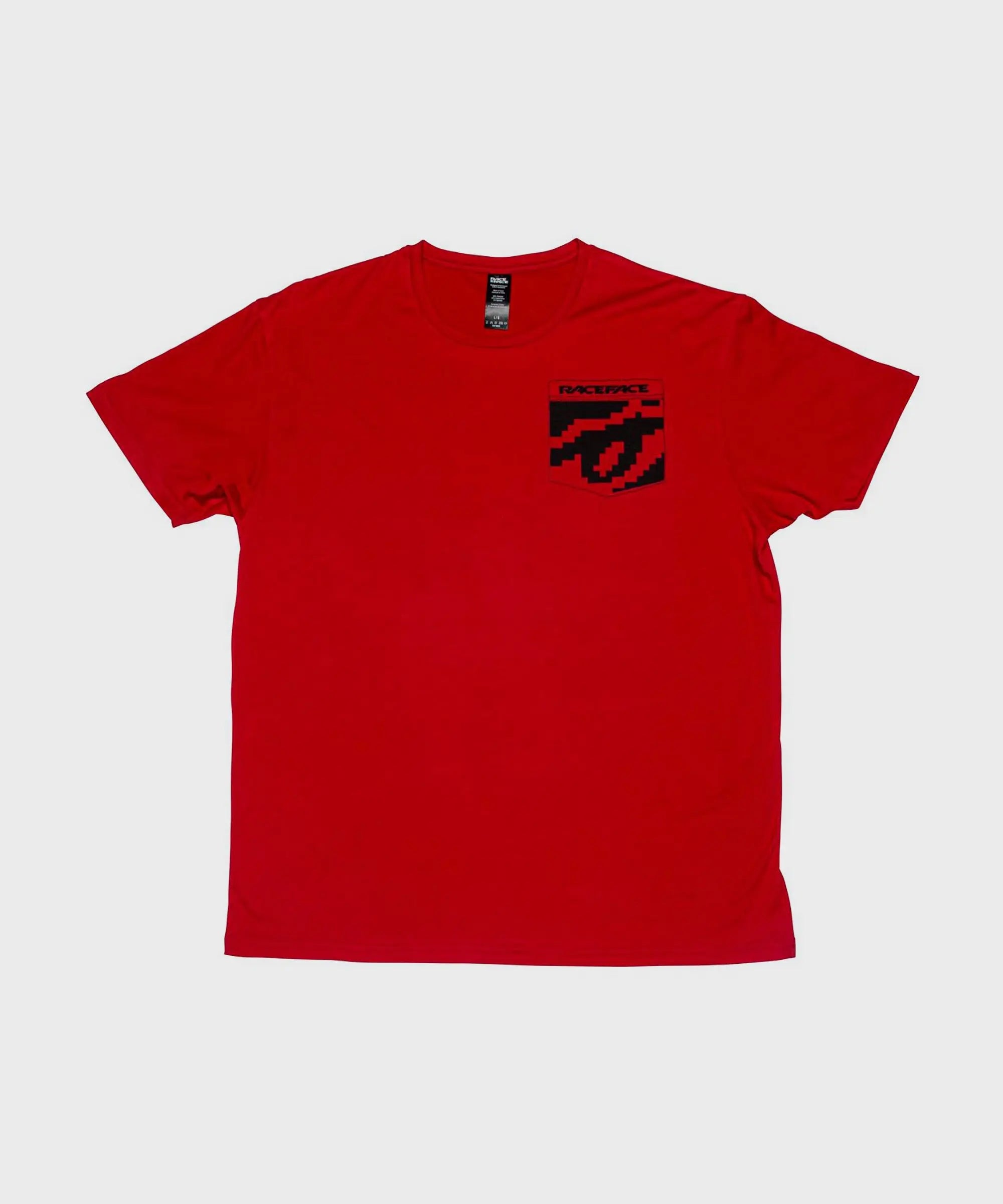 Race Face 8 Bit Pocket Short Sleeves Cycle T-Shirt Red - FREE UK Shipping, FREE 365 Day Returns | Moto Central