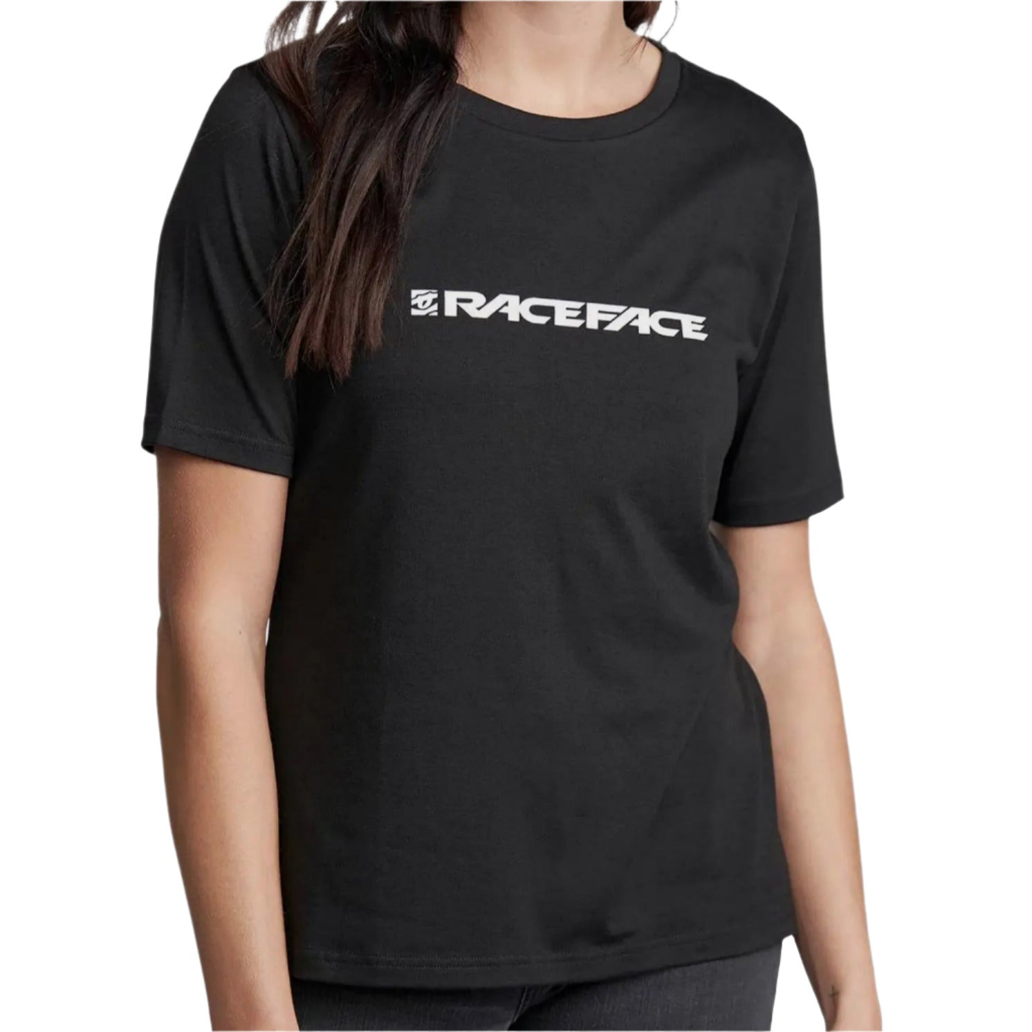 Race Face Classic Logo Short Sleeves Ladies Cycle T-Shirt Black - FREE UK Shipping, FREE 365 Day Returns | Moto Central