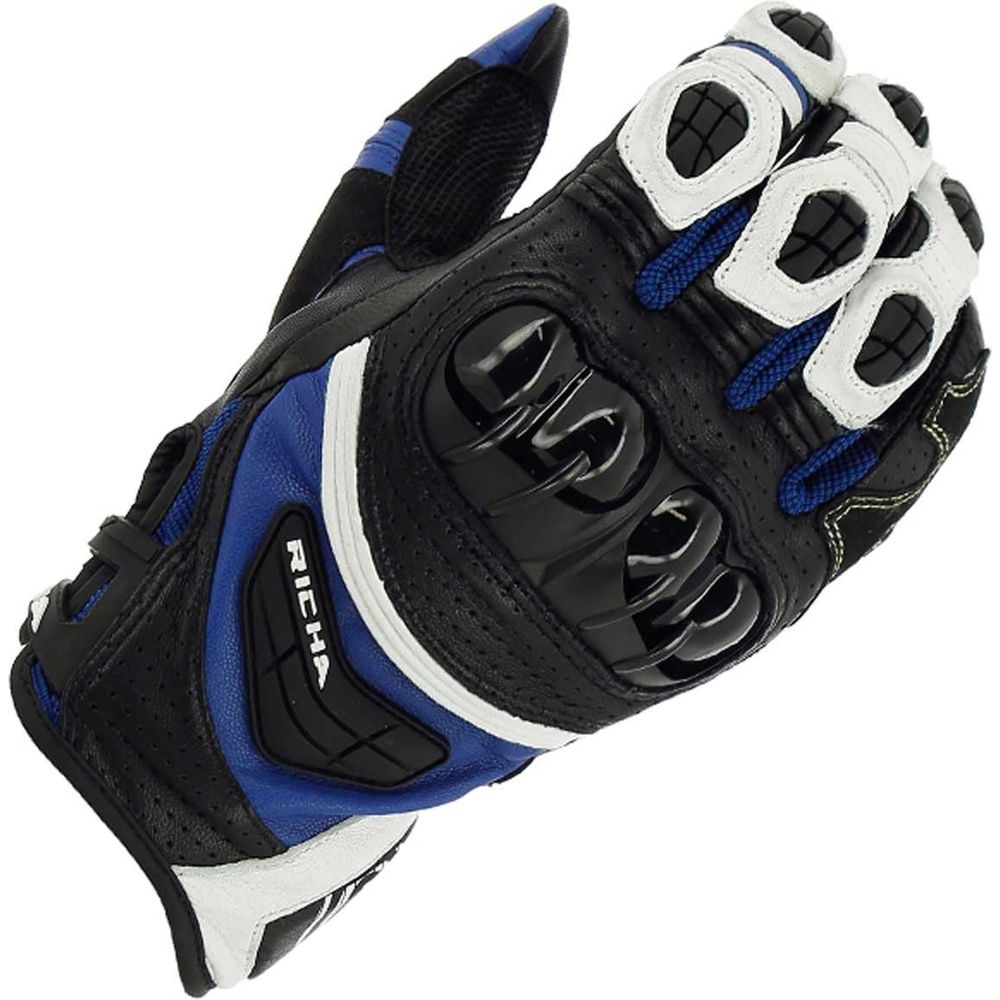 Richa Stealth Leather Gloves Black / White / Blue