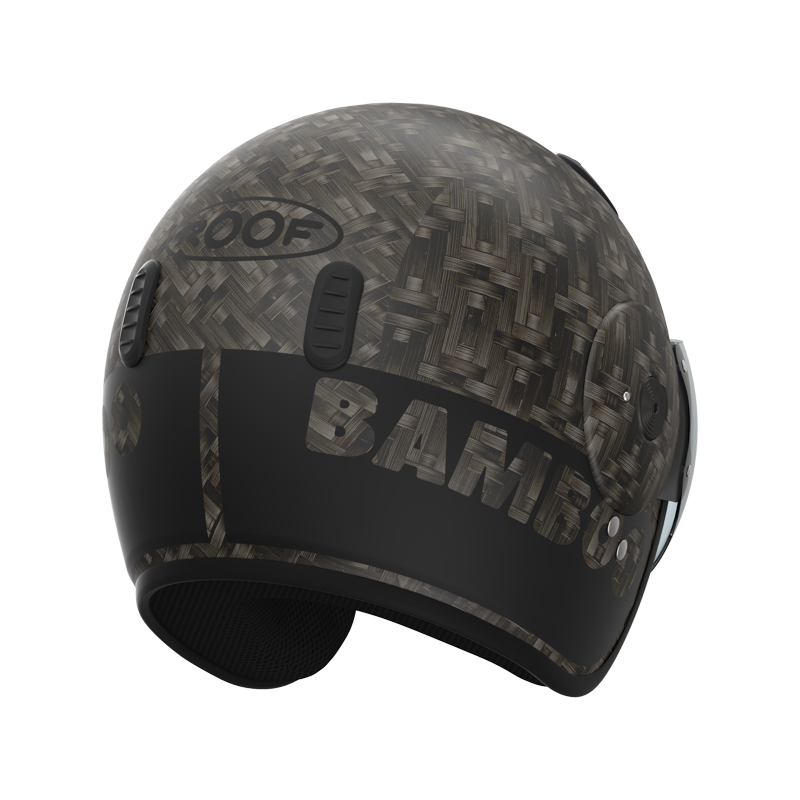 Roof RO15 Bamboo Matt Black helmet, rear-right view