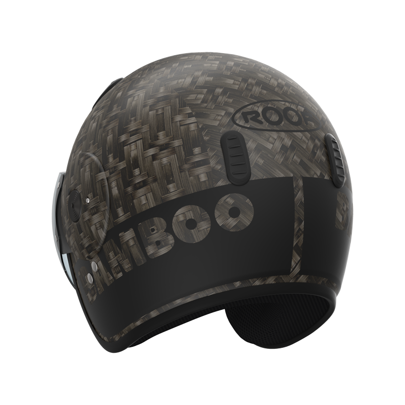 Roof RO15 Bamboo Matt Black helmet, rear-left view