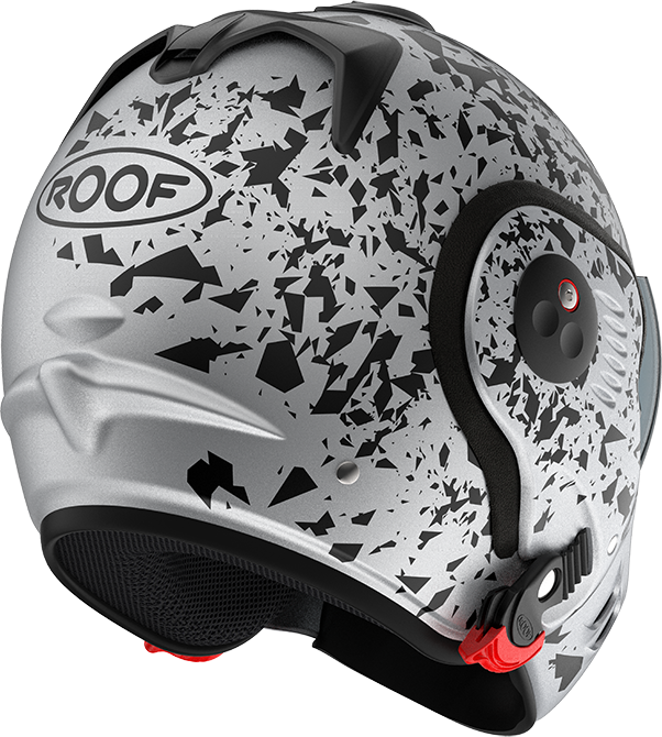 Roof RO5 Boxer Alpha Blackstar Silver / White rear-right three-quarter view in full-face configuration