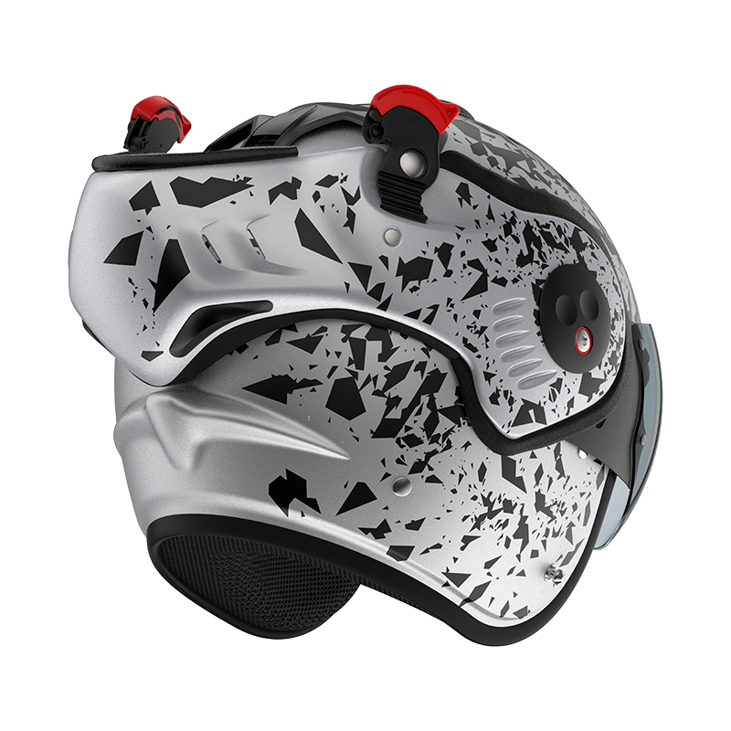 Roof RO5 Boxer Alpha Blackstar Silver / White rear-right three-quarter view in open-face configuration