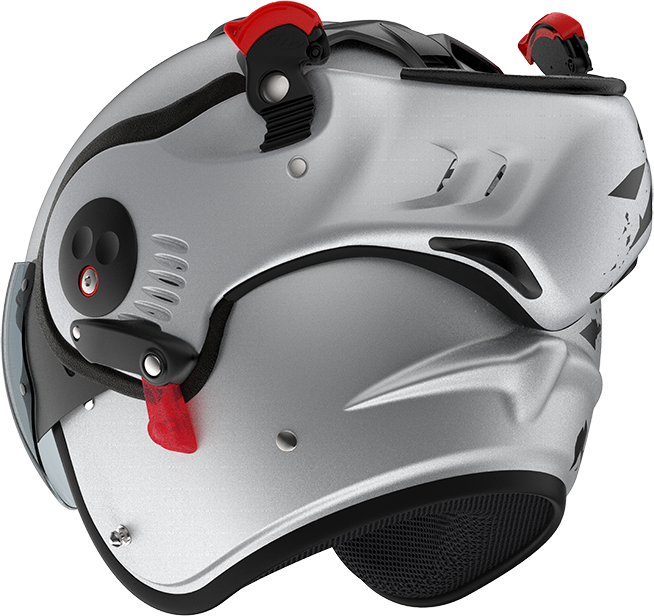 Roof RO5 Boxer Alpha Blackstar Silver / White rear-left three-quarter view in open-face configuration