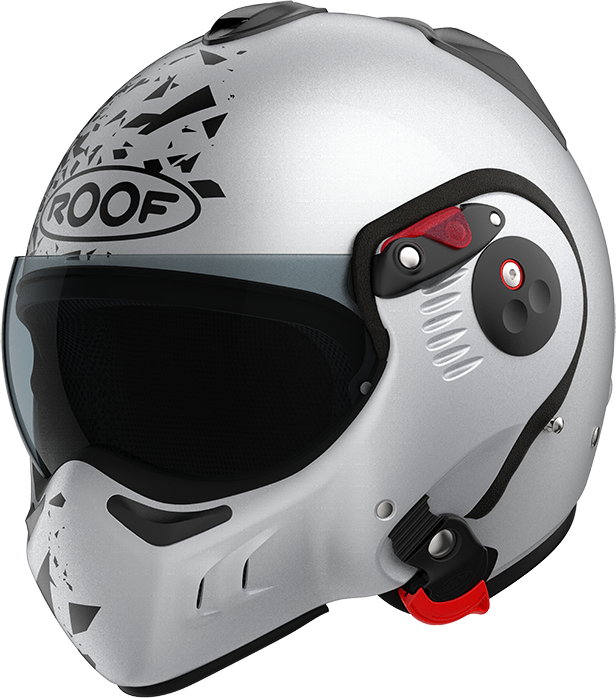 Roof RO5 Boxer Alpha Blackstar Silver / White front-left three-quarter view in full-face configuration